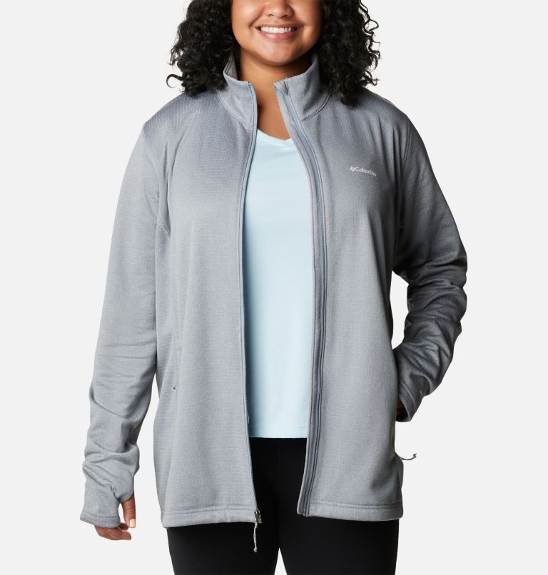 Women's Columbia Park View Grid Full Zip Fleece Sweatshirts Grey | Plus Size CA-T183A